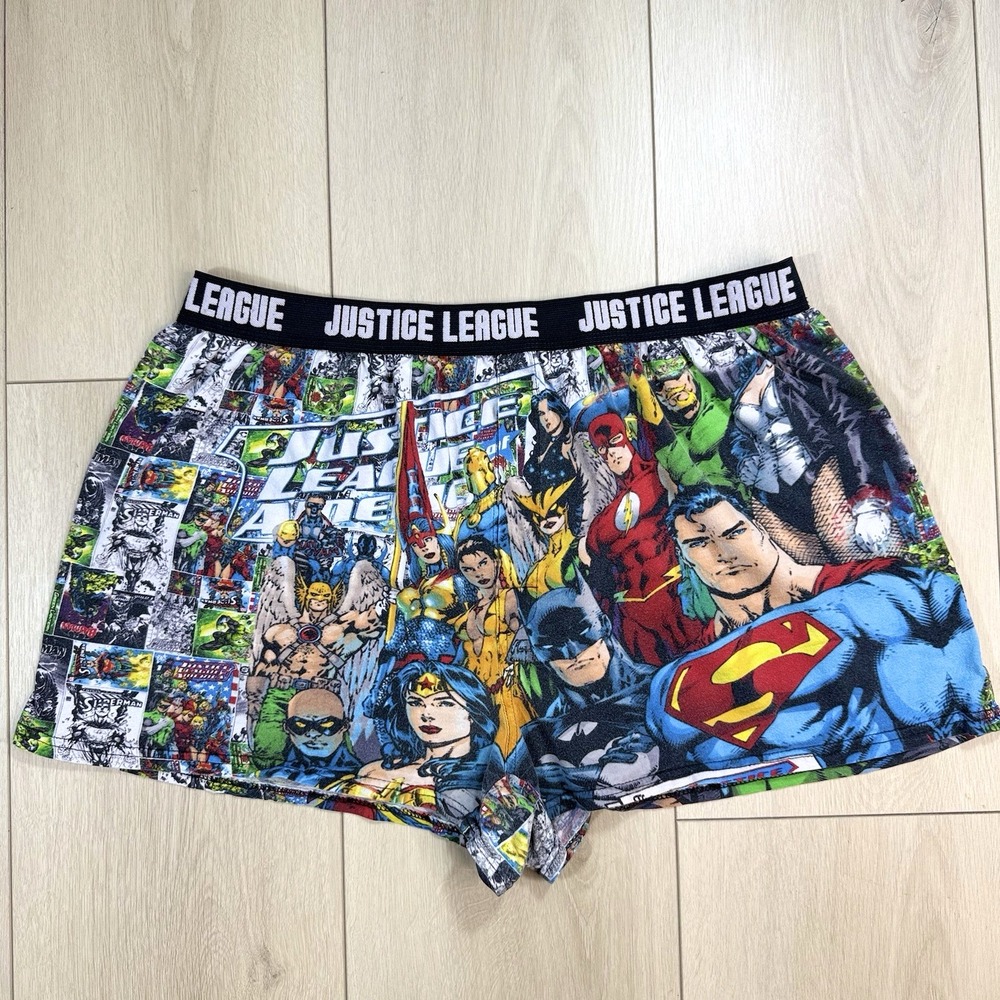 Justice League DC Comics Boxer Shorts Men's 2XL All Over Comic Print‎ Cotton